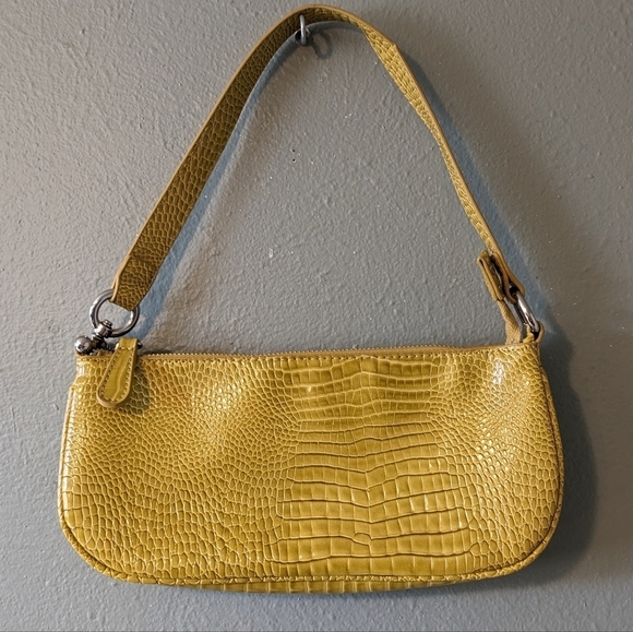 Urban Outfitters Handbags - Urban Outfitters Mustard Yellow Snakeskin Print Faux Leather Purse Bag